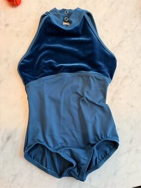 Suffolk Dance Blue Velvet-Top One-Piece Leotard